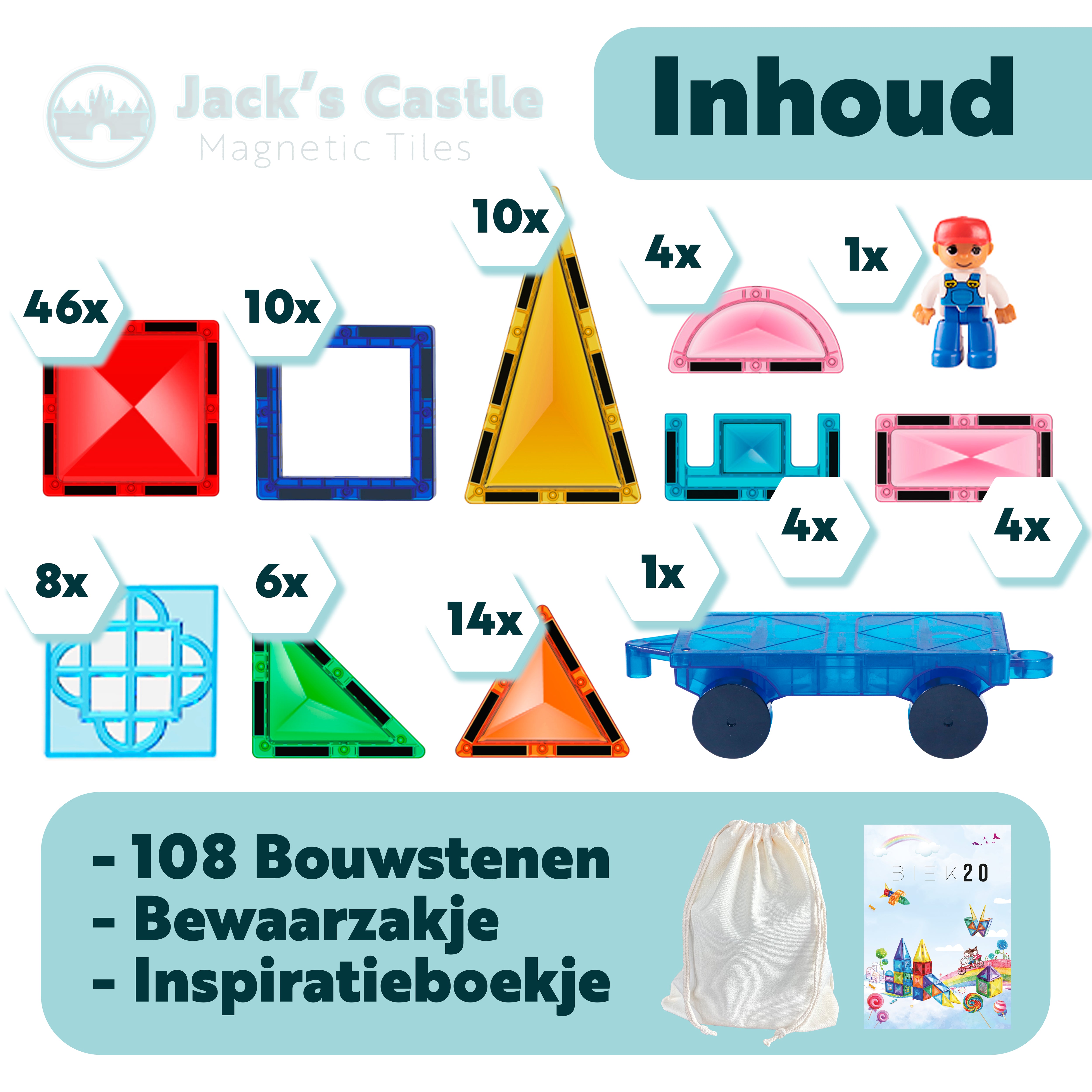 Jack's Castle (108 stuks) - Magnetic tiles