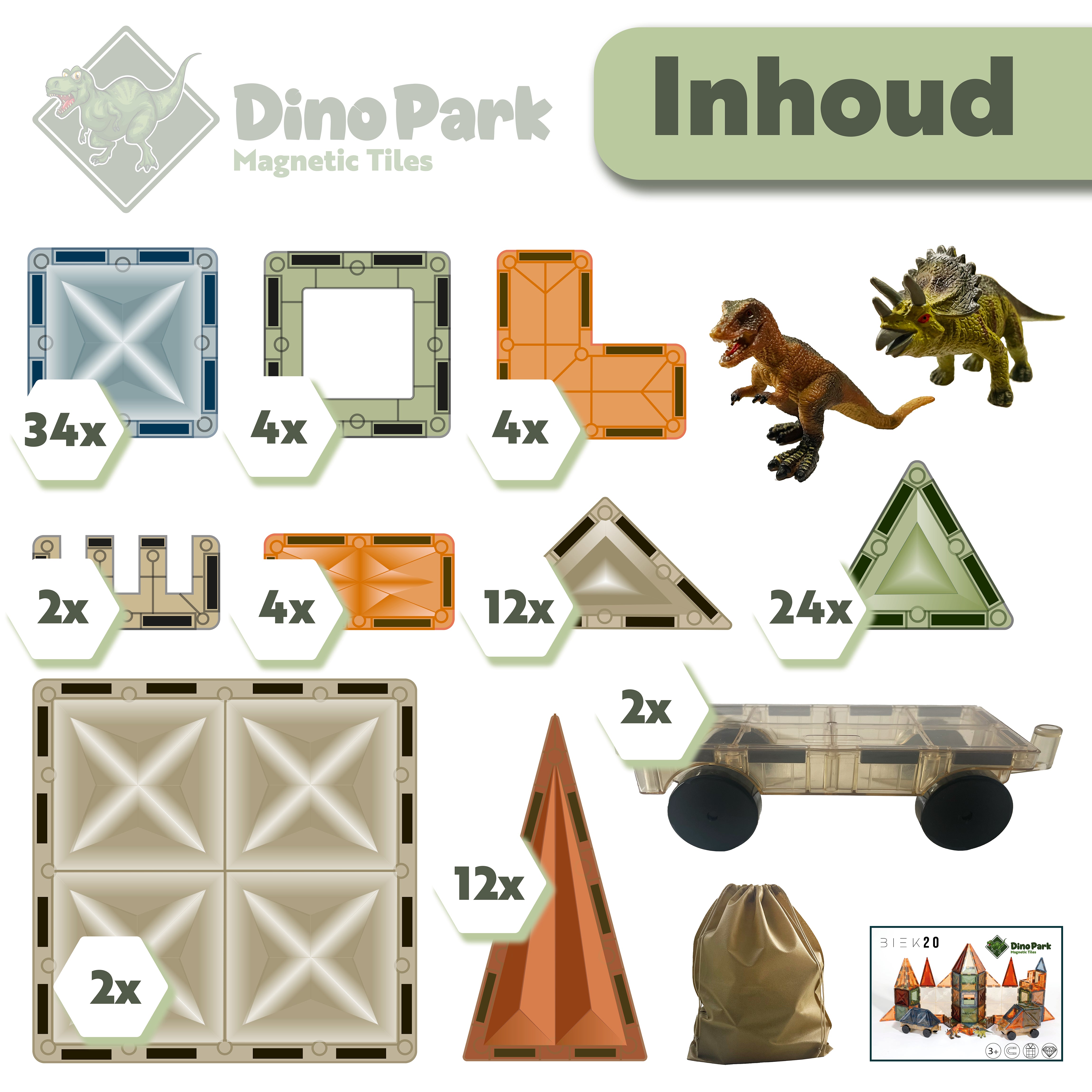Dino Park (102 stuks) - Magnetic tiles