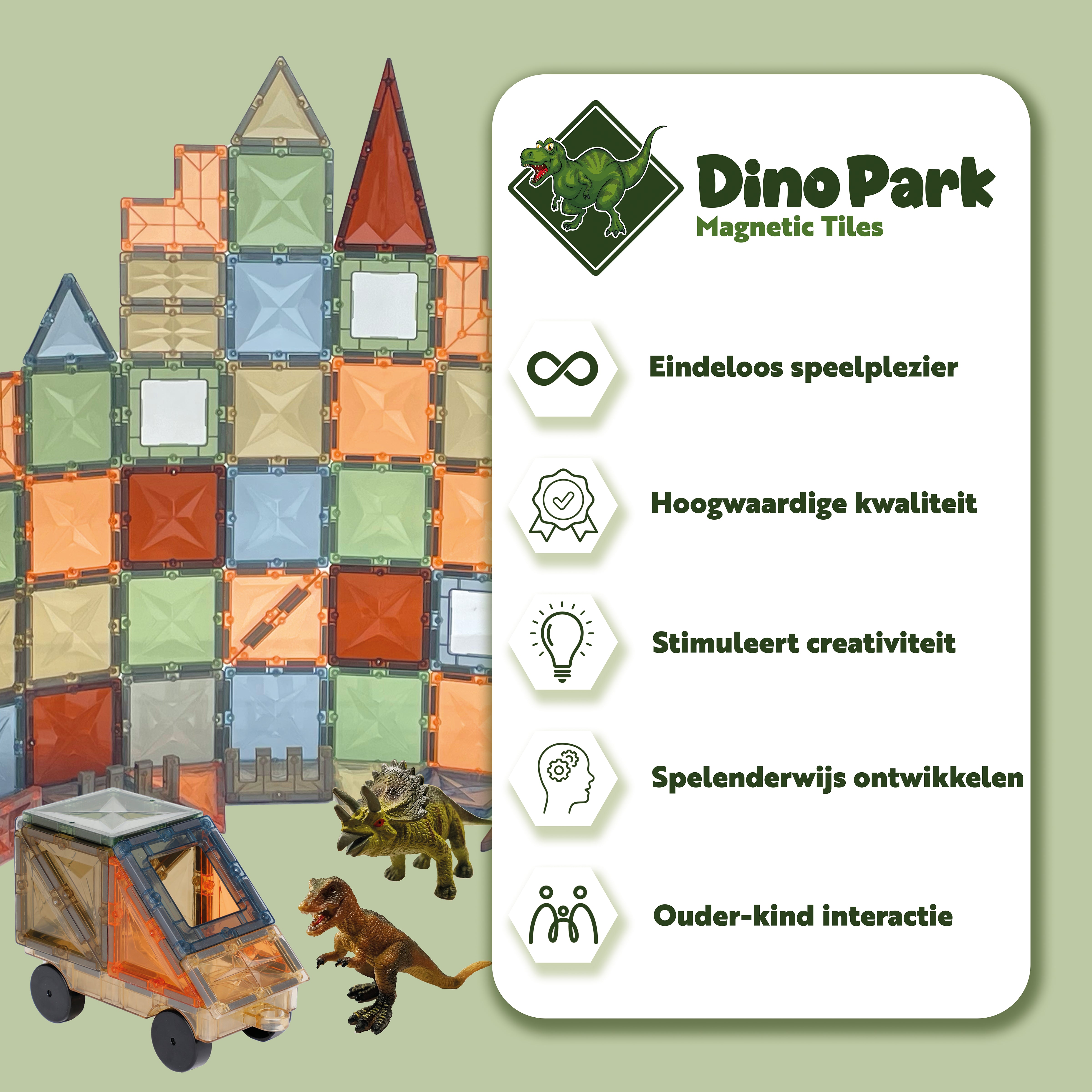 Dino Park (102 stuks) - Magnetic tiles