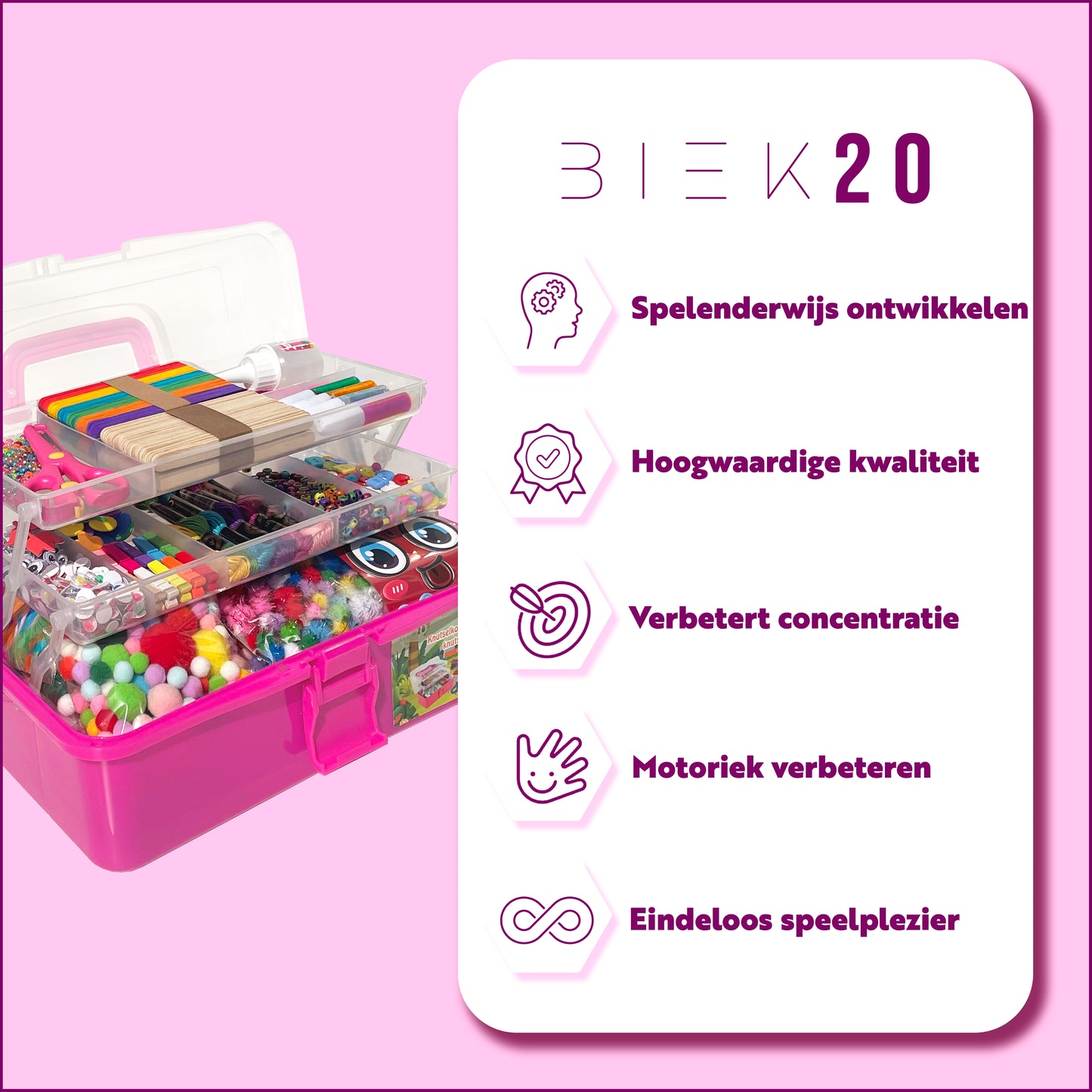 Roze Knutselkoffer XXL